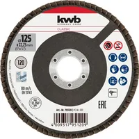 ABRASIIVLAMELLKETAS KWB KORUND, 125MM P120