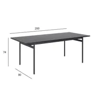 SÖÖGILAUD ANGUS 200X90XH74CM, MUST
