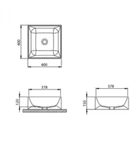 VANNITOAVALAMU TURTL 120MM 378X378MM MARMOR