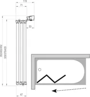 VANNISEIN RAVAK VS3 130X140CM VALGE, MATISTATUD KLAAS