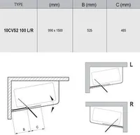 VANNISEIN RAVAK 10CVS2-100, 100X150CM PAREM, SATIIN