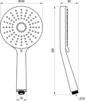 KÄSIDUŠŠ RAVAK FLAT XXL – 3 FUNKTSIOONIGA, LÄBIMÕÕT 140MM