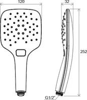 KÄSIDUŠŠ RAVAK AIR 1 FUNKTSIOONIGA 120 MM KROOM/VALGE 959.10