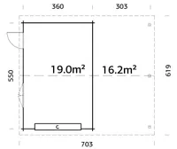 GARAAŽ PALMAKO ROGER 19,0+16,2M² SEKTSIOONUKSEGA