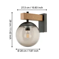 VÄLISVALGUSTI EGLO BUFALAT SEINALE E27 IP44 MUST/PUIT