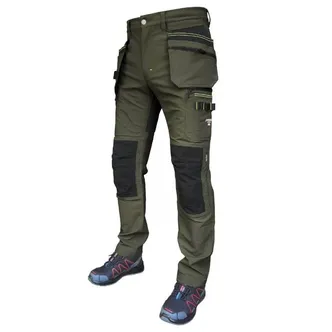 TÖÖPÜKSID PESSO JUPITER SLIM FIT RIPPTASKUTEGA ROHELINE C56
