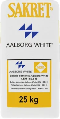 TSEMENT SAKRET AALBORG WHITE 25KG CEM I 52,5R VALGE