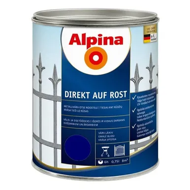 METALLIVÄRV ALPINA DIREKT AUF ROST 0,75L SININE (RAL5010) LÄIKIV