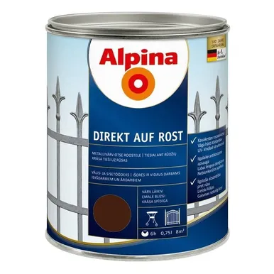 METALLIVÄRV ALPINA DIREKT AUF ROST 0,75L TUMEPRUUN (RAL8011) LÄIKIV