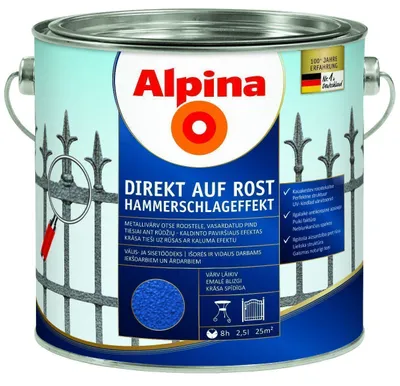 METALLIVÄRV ALPINA DIREKT AUF ROST 2,5L MUST (RAL 9005) LÄIKIV