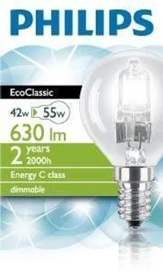 HALOGEENLAMP ECO CLASSIC P45 E14 42W 230V PHILIPS