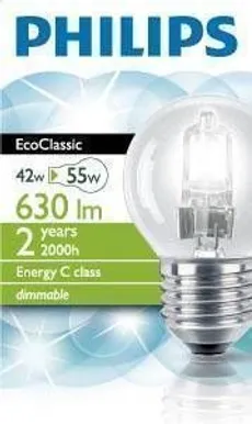 HALOGEENLAMP ECO CLASSIC P45 E27 42W 230V PHILIPS