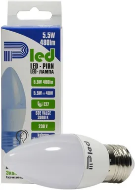 LEDLAMP 5.5W 480LM C37 E27 PLED