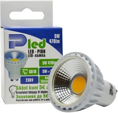 LEDLAMP 5W COB 470LM PAR16 GU10 PLED