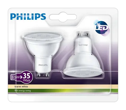 LED LAMP 3,5 - 35W GU10 WW 36D 230V 2TK PAKIS PHILIPS
