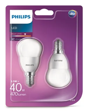LED LAMP 5,5W P45 E14 WW FR ND 2TK PAKIS PHILIPS