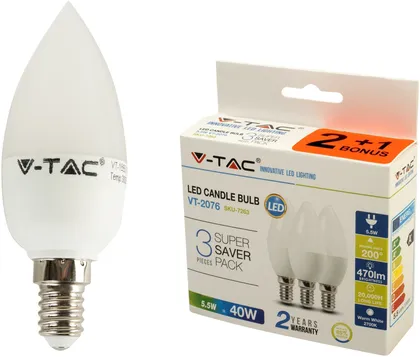 LED LAMP 5,5W E14 470LM 3TK PAKIS V-TAC