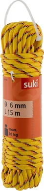 KÖIS SUKI FUN POLÜPROPÜLEEN 6MMX15M KOLLANE/MUST/PUNANE