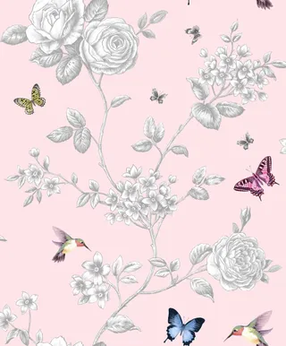 TAPEET ROSE GARDEN ROOSA/LILL/LIBLIKAS