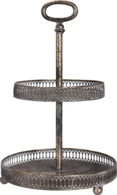 SERVEERIMISALUS 2-KORDNE Ø23X36CM METALL ANTIIK TUME KULD