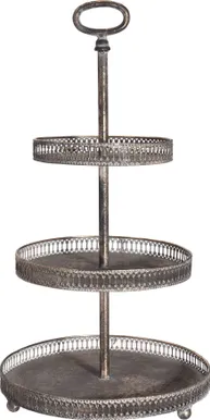 SERVEERIMISALUS 3-KORDNE Ø28X51,5CM METALL ANTIIK TUME KULD