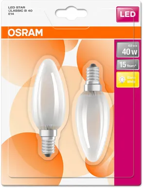 LED LAMP OSRAM LED RETROFIT CLASSIC 4W E14 B40 470LM 2700K MATT 2TK PAKIS