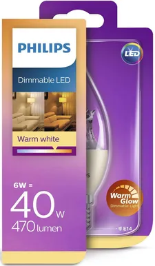 LED LAMP 6-40W E14 BA38 470LM 2000-2700K DIM WG