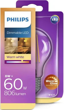 LED LAMP 8 -60W E27 A60 806LM 2000-2700K DIM WG