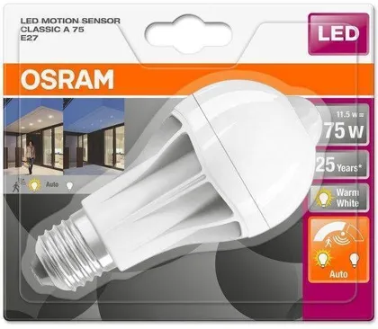 LED LAMP LIIKUMISANDURIGA OSRAM 11,5W E27 A70 2700K 1060LM
