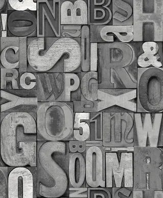 TAPEET DUTCH WALLCOVERINGS BE YOURSELF TOO LETTERS GRIJS