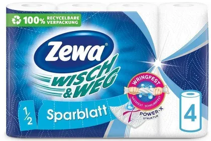 MAJAPIDAMISPABER ZEWA WISCH&WEG SPARBLATT 2-KIHILINE 4 RULLI