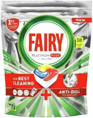 NÕUDEPESUMASINA KAPSLID FAIRY PLATINUM PLUS ALL IN ONE LEMON 38TK PAKIS