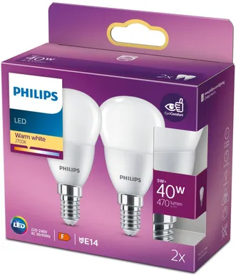 LED LAMP PHILIPS 5W (40W) E14 P45 470LM 2700K 2TK PAKIS