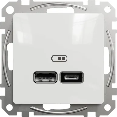 USB LAADIJA A+C 2,4A SCHNEIDER-ELECTRIC SEDNA DESIGN VALGE