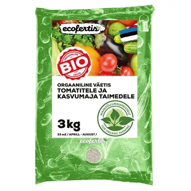 VÄETIS TOMATITELE JA KASVUMAJA TAIMEDELE ECOFERTIS 3KG