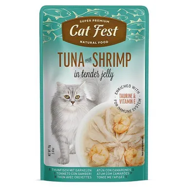 MÄRGTOIT KASSIDELE CATFEST TUUNIKALA/KREVETT ŽELEES 12X70G