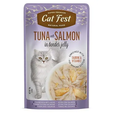 MÄRGTOIT KASSIDELE CATFEST TUUNIKALA JA LÕHE ŽELEES 12X70G