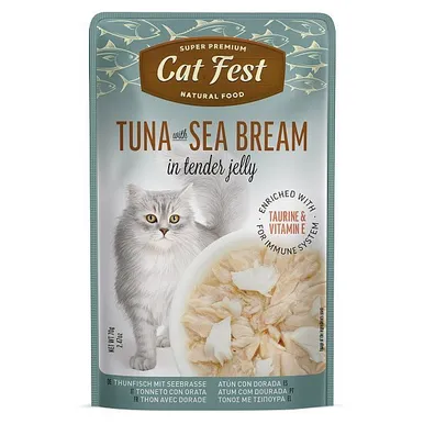 MÄRGTOIT KASSIDELE CATFEST TUUNIKALA JA MERIAHVEN ŽELEES 12X70G