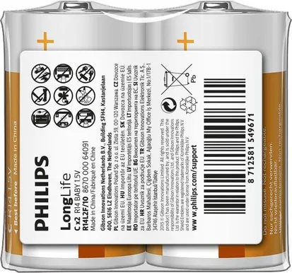 PATAREI PHILIPS LONGLIFE C/R14 2TK