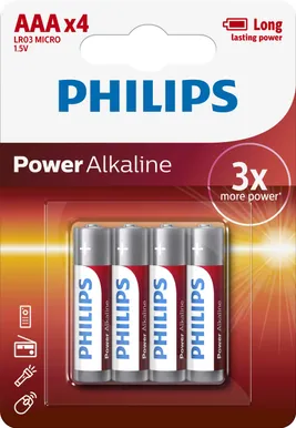 PATAREI PHILIPS POWER ALKALINE AAA/LR03 4TK