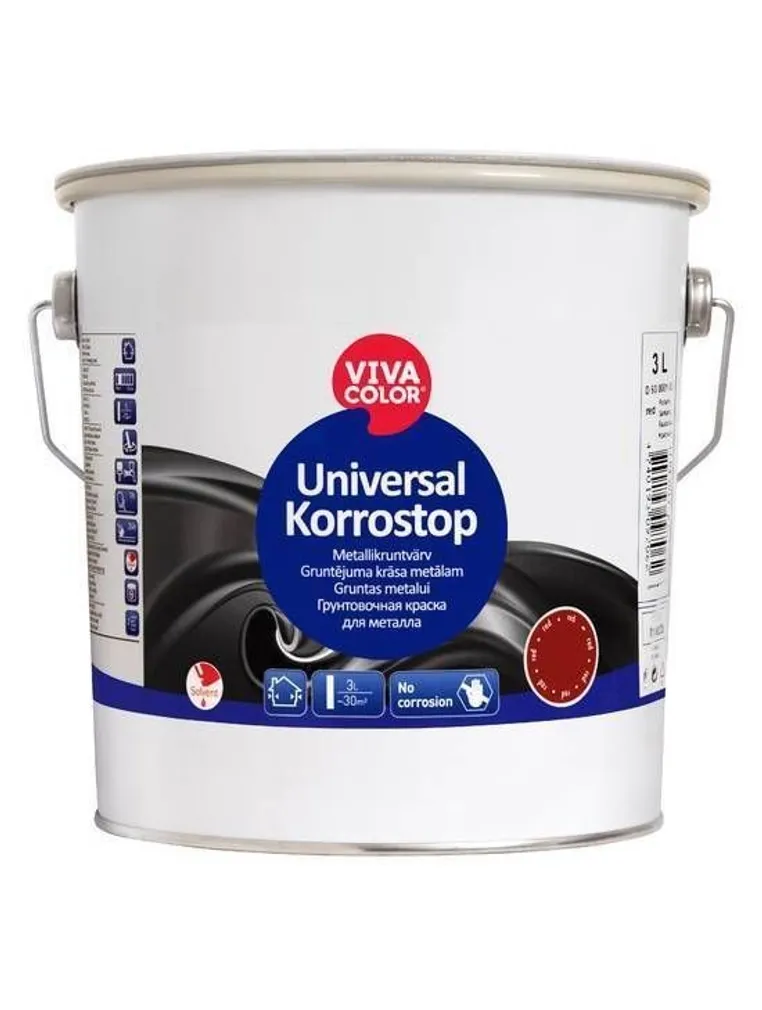 METALLIKRUNTVÄRV VIVACOLOR UNIVERSAL KORROSTOP 3L PUNANE MATT