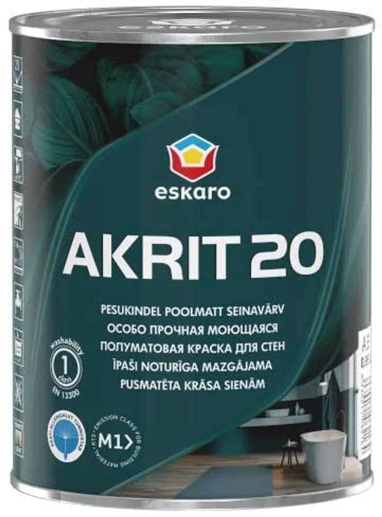 SEINAVÄRV ESKARO AKRIT 20 0,95L VALGE POOLMATT