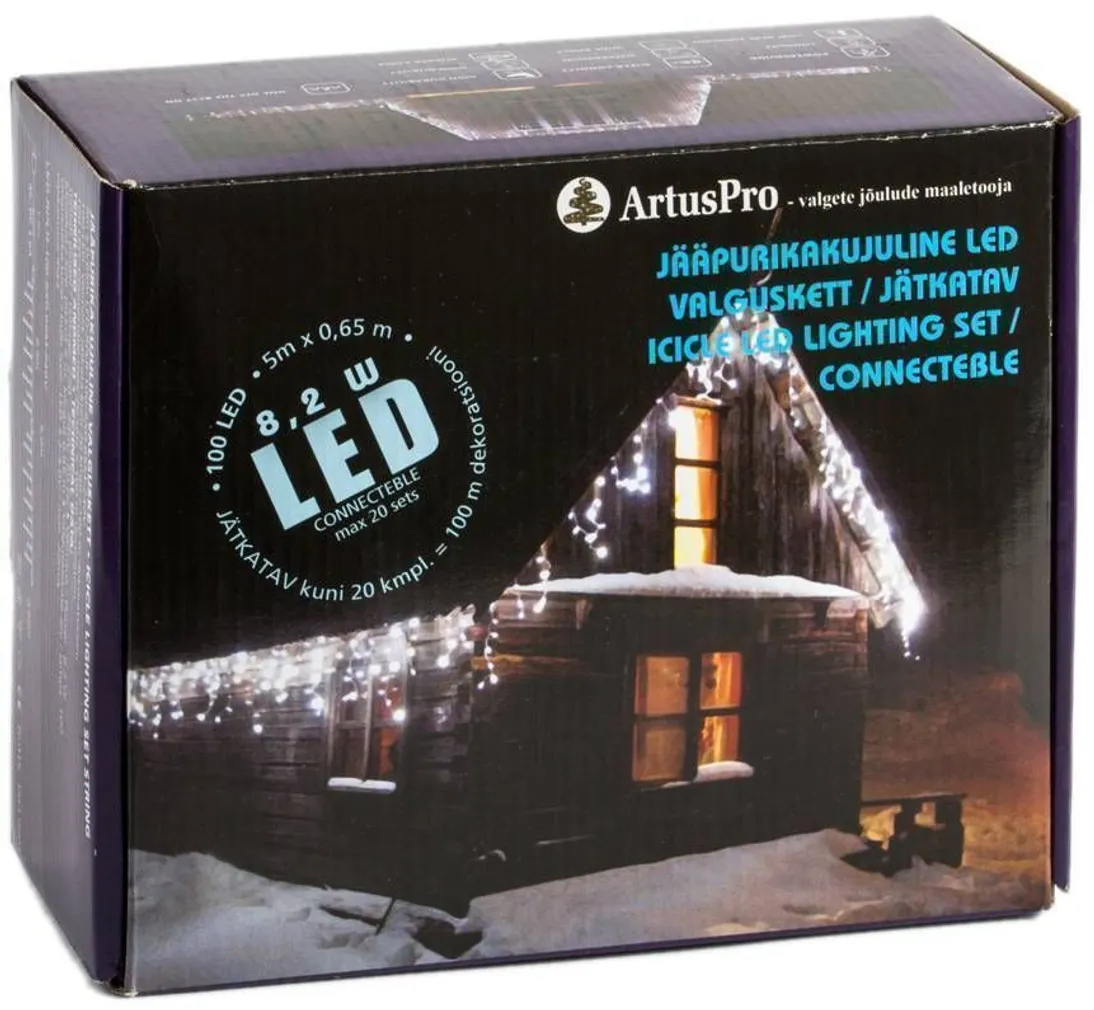 VALGUSKARDIN JÄÄPURIKAKUJULINE 100LED 5M SININE JÄTKATAV