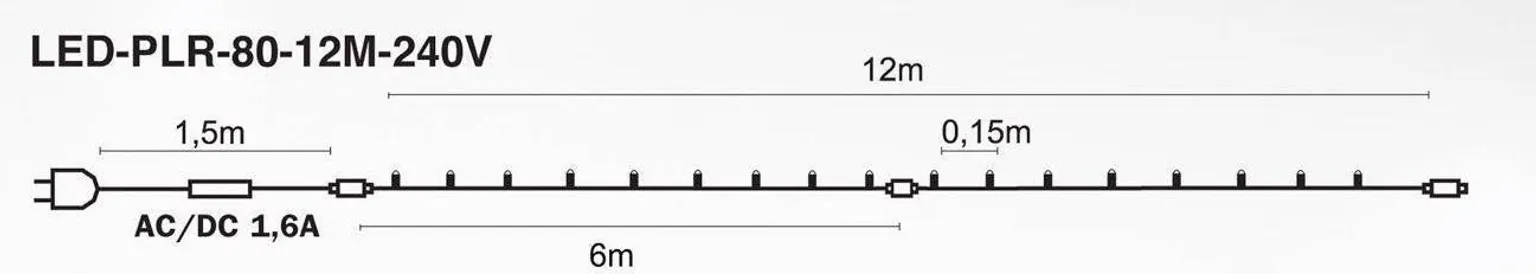 VALGUSKETT ARTUS PRO 80LED 12M KÜLM VALGE JÄTKATAV
