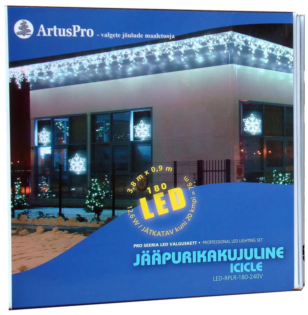 VALGUSKARDIN JÄÄPURIKAKUJULINE ARTUS PRO 180LED 3,9M KÜLM VALGE JÄTKATAV