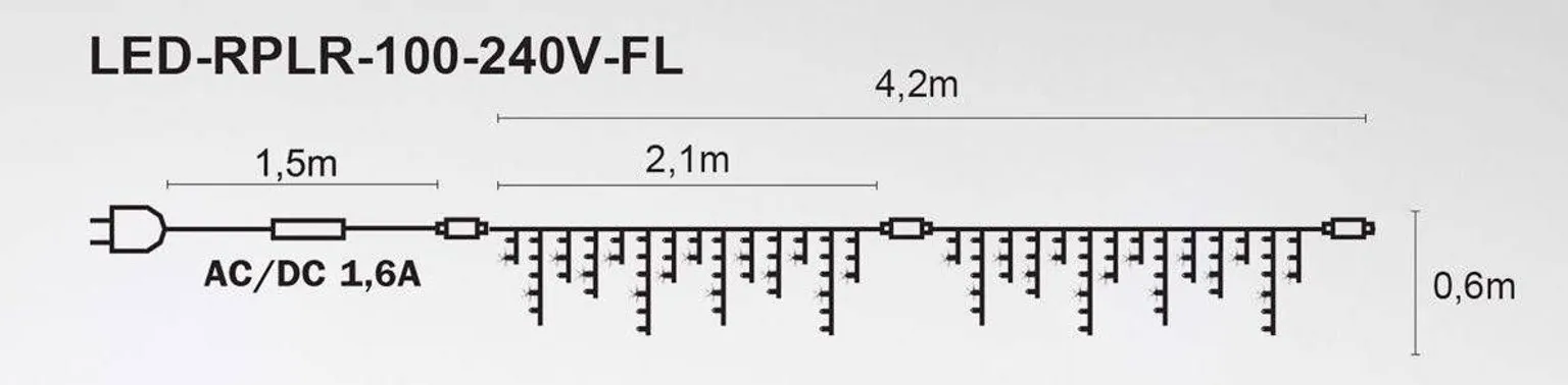 VALGUSKARDIN JÄÄPURIKAKUJULINE ARTUS PRO 100LED 4,2M KÜLM VALGE JÄTKATAV