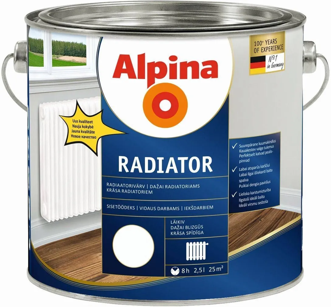 RADIAATORIVÄRV ALPINA HEIZKÖRPER 2,5L VALGE LÄIKIV