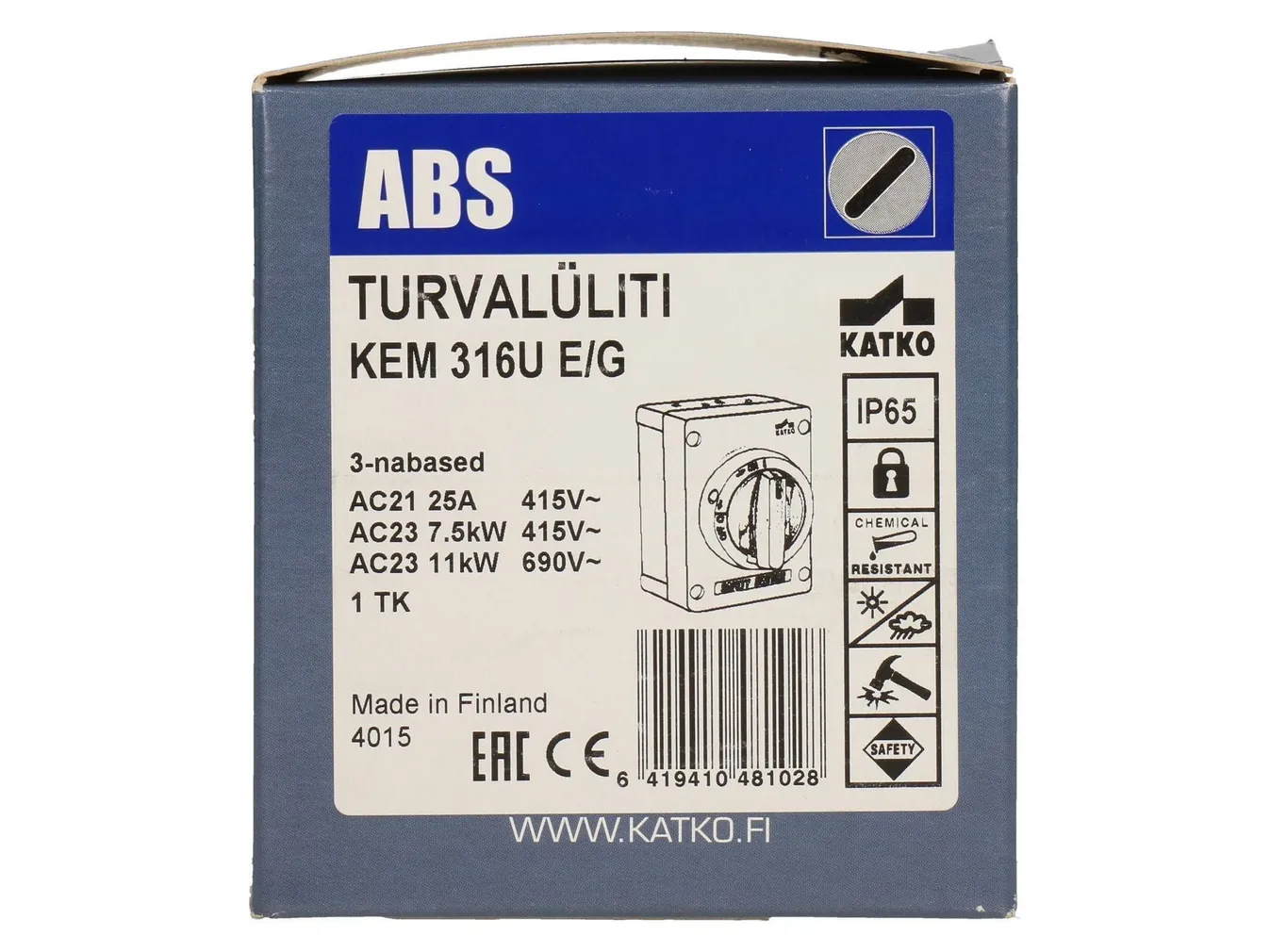 TURVALÜLITI 3P 16A IP66 KEM316 KATKO