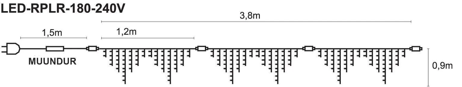 VALGUSKARDIN JÄÄPURIKAKUJULINE ARTUS PRO 180LED SÄDELEV SOE VALGE JÄTKATAV