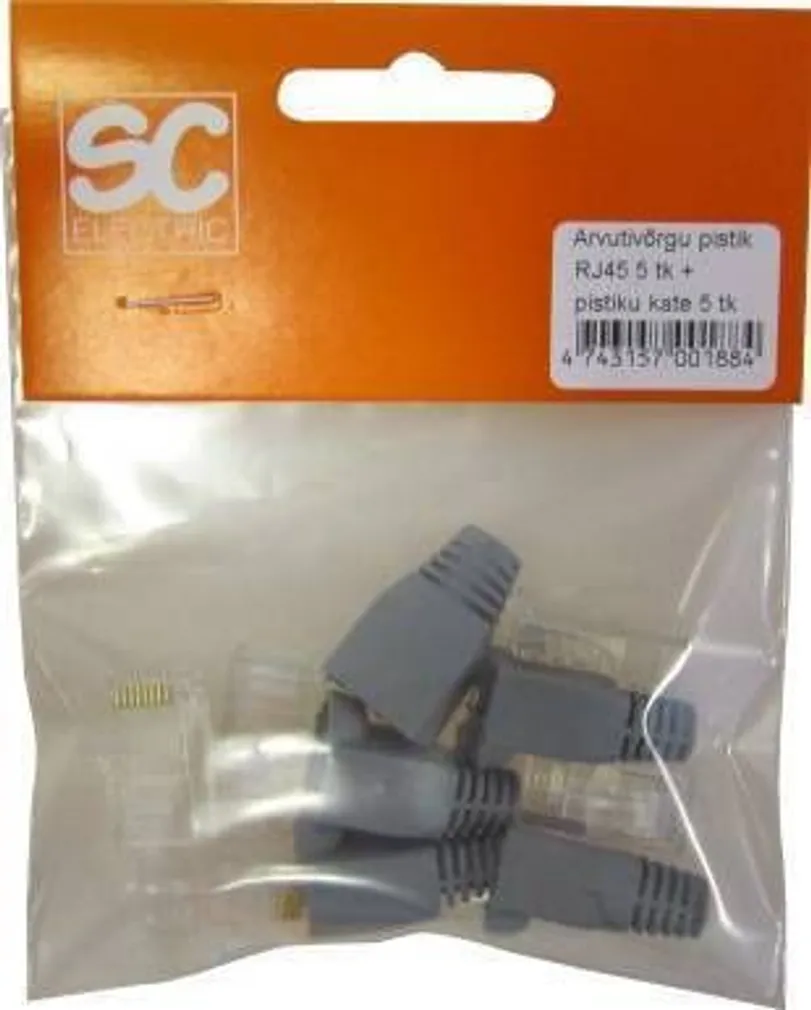 ARVUTIVÕRGU PISTIK TESATEK RJ45 5TK + PISTIKU KATE 5TK PAKIS
